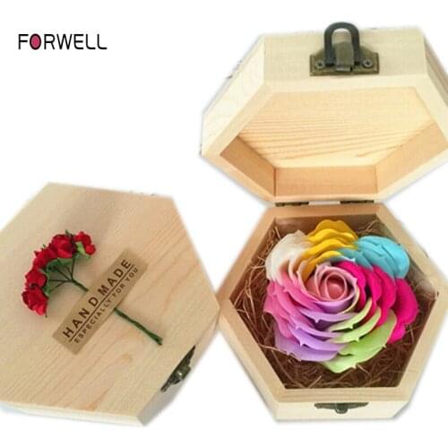 FORWELL Wooden rose box Artificial flower Unfade flower Rose gift For Christmas Party Girlfriend gift Mothers Day Gifts