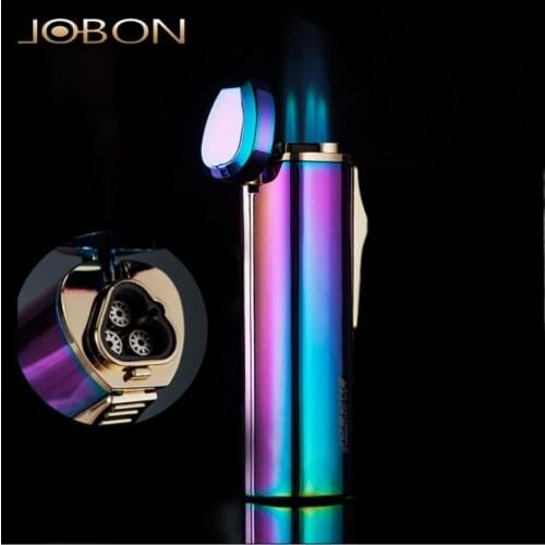 JOBON three-spray powerful turbo torch Jet flame gas windproof smoking igniter Creative Metal cigar cigarette lighter men gift