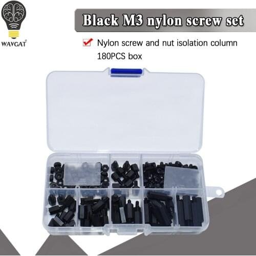 M3 Nylon Black Hex M-F Spacers/ Screws/ Nuts Assorted Kit, Standoff Free shipping WAVGAT