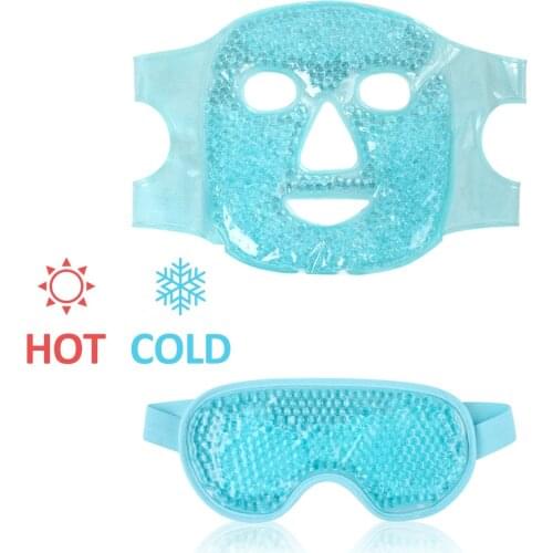 Cold Gel Face Mask with Gel Beads Ice Face Mask for Hot Cold Therapy Soothe Puffy Tired Eyes Dark Circles Cooling Ice Eye Mask