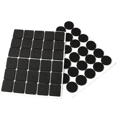 Anti-skid Self Adhesive Furniture Leg Feet Mat 30pcs Rubber Table Feet No-Slip Pad Round Square Sofa Chair Leg Sticky Pad Black