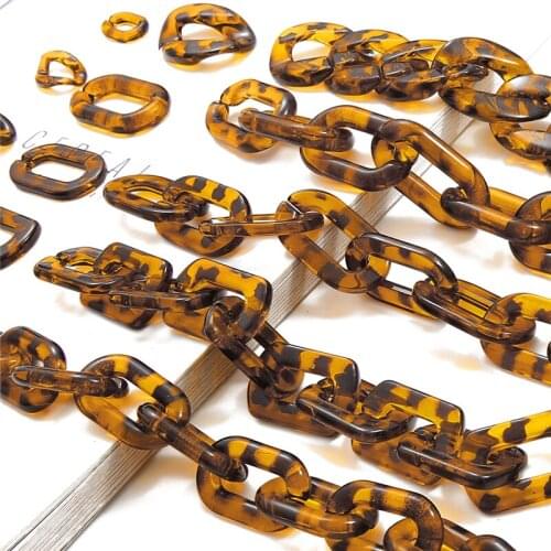10Pcs Leopard Opening Acrylic Chain Link Connector Beads For DIY Earrings Necklace Jewelry Making Eyeglasses Chains Accessories
