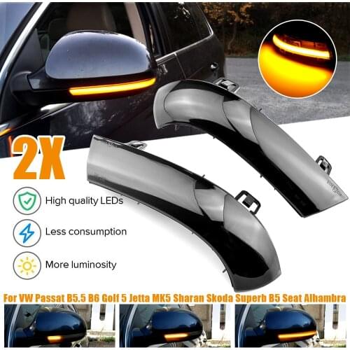 Pair LED Side Wing Rearview Mirror Dynamic Indicator Blinker Flowing Turn Signal Light for VW GOLF 5 MK5 Jetta Passat B5.5 B6