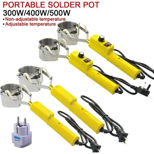 300W/400W/500W Portable Solder Pot Tin Melting Furnace Handheld Adjustable Temperature Control Desoldering Bath Tool