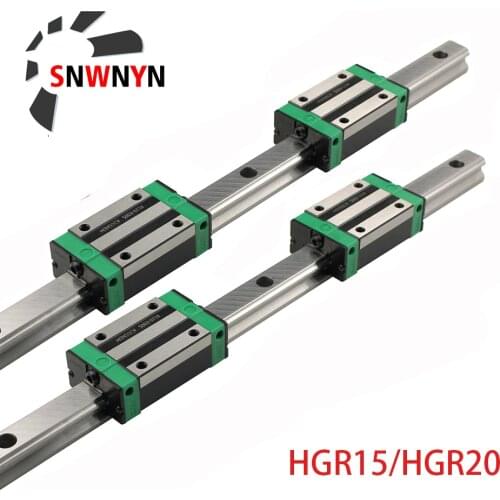 HGR20 HGR15 HGR25 Square Linear Guide Rail 2pc+4pcs HGH20CA/HGW20CC HGH15CA Flang Slide Block Carriages For CNC Router Engraving
