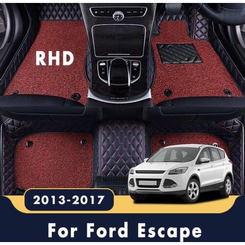 RHD For Ford Escape 2017 2016 2015 2014 2013 Double Layer Wire Loop Car Floor Mats Carpets Auto Interior Custom Protector Covers