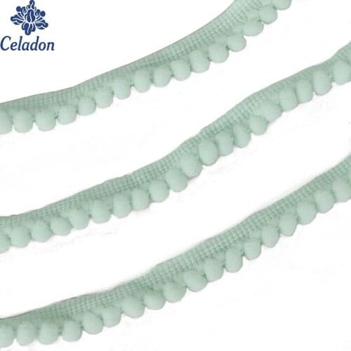 High Quality Hair Ball Lace Trim Ball Fringe Ribbon Light Green Color For Sewing Accessories Embellishment DIY Dress Shirt
