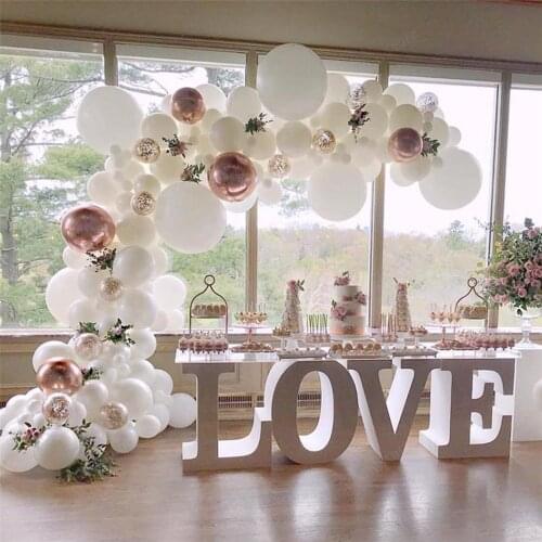 123pcs Balloon Garland Arch Kit 16Ft Long White Latex Balloons Rose Gold 4D Helium Globos for Baby Shower Birthday Party Decor