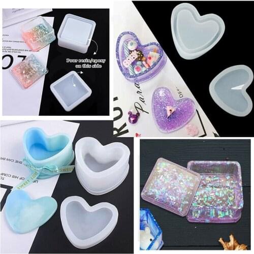 Hexagon Jewelry Storage Box Mold Transparent Crystal Candle Holder Resin Expoy Mould DIY Craft Necklace Pendant Container Case