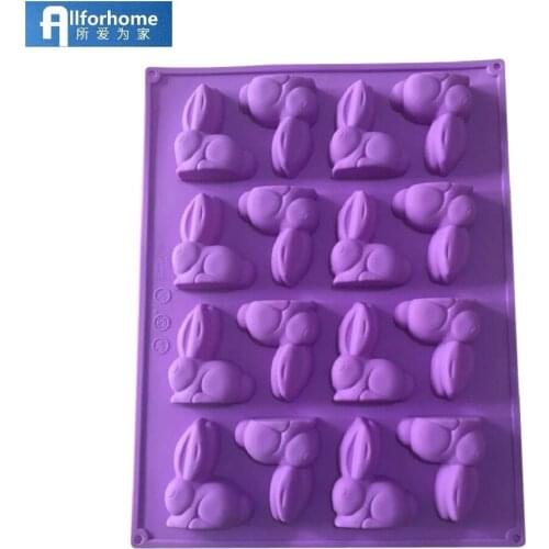 16 Rabbits Silicone Chocolate Mold Cake Pans Muffin Cups Handmade Candy Molds Biscuit Chocolate Ice Cube Tray Cupcake DIY Mold
