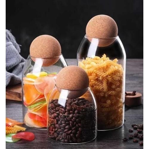 Perotti Top Cork Glass Jar With Lid and Spice Set 3 Pcs