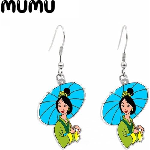 2020 New Princess Mulan Dangle Earring Lovely Acrylic Earrings Handmade Jewelry Epoxy Resin Fish Hook Earring