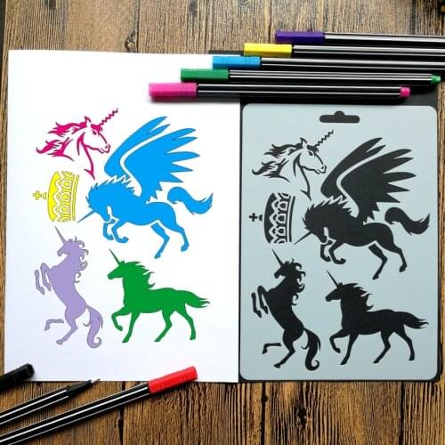 Animal Stencils For Painting Handmade DIY Unicorn Panda Dinosaur Accessories Wall Template Doodle Hollow Office School Supplies