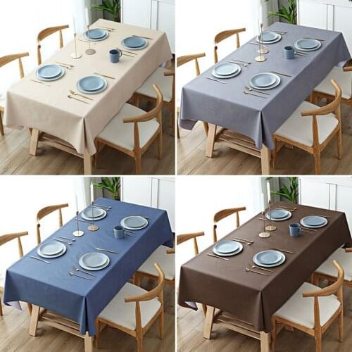 1pc Pure Color PVC Tablecloth Waterproof Oil-proof Anti-scalding Disposable Coffee Table Table Cover Rectangular Table Protector