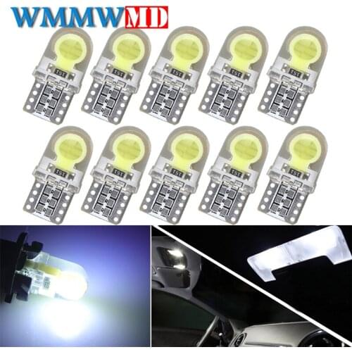 10Pcs Auto T10 Led White 194 W5W LED 168 COB Silica Car Super Bright Turn Side License Plate Light Lamp Bulb DC 12V Car styling