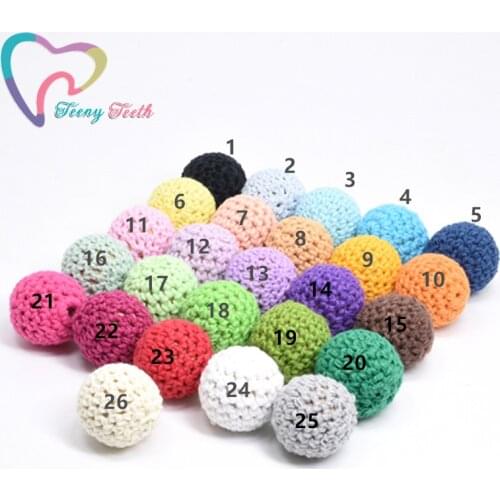 10 PCS 16 MM Wooden Crochet Beads Chewable Ball Beads DIY Wooden Teething Knitting Beads Jewelry Crib Sensory Toy Baby Teether