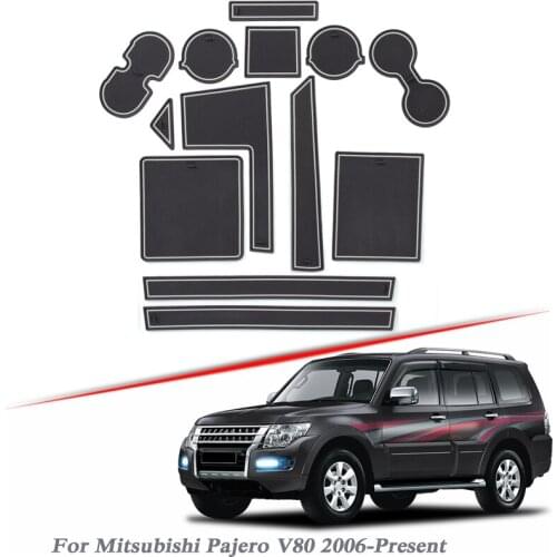 13pcs Car Styling For Mitsubishi Pajero V80 2006-2020 Latex Gate slot pad Interior Door Groove Mat Non-slip dust Mat Accessory