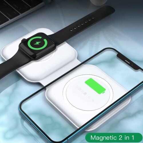 15W Magsafing QI Wireless Charger Dual Port Folding Magnetic Fast Charging For iPhone 12Pro Max 12 Mini Apple Airpods Pro iwatch