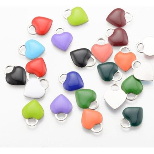20PCS Love Heat Dripping Oil Charms Enamel Zinc Alloy Hearts Pendants Jewelry Making Hand Necklace Bracelet Key Chain Earrings