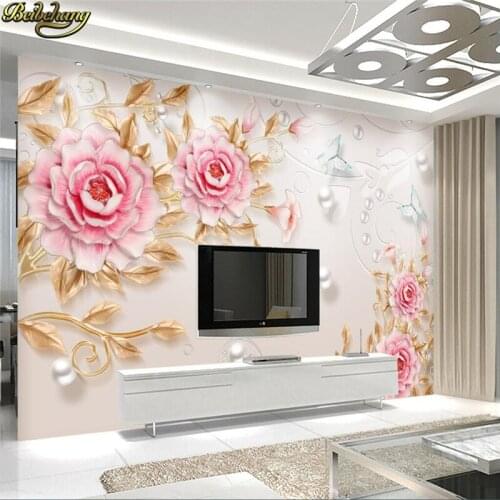 Beibehang papel wall Custom Photo 3D Wallpaper concave-convex relief three-dimensional flower rich peony backdrop wall paper