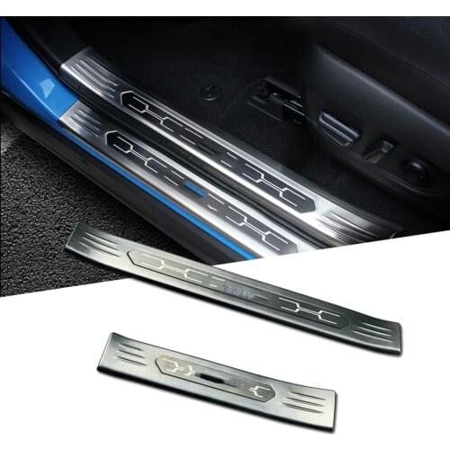 4 Pcs Car Accessories Stainless Scuff Inner Door Sill Protector Trim Kick Guard Pedal Cover Trim For Toyota RAV4 2019 2020
