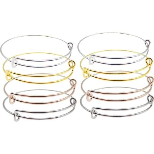 5pcs Mix Style Rose Gold/Silver Expandable Wire Bangle Bracelet for Charms Adjustable for Stacking Charm Bracelets Bracelet