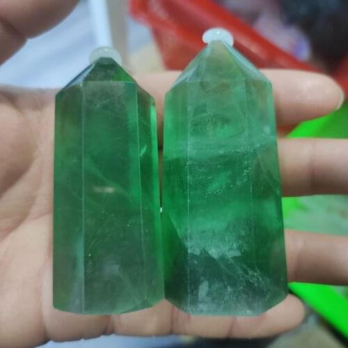 7-10cm Natural Green fluorite obelisk quartz crystal wand point for healing