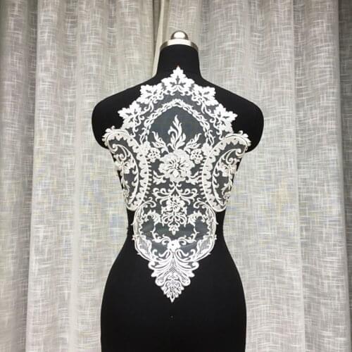 1Piece Off White Embroidered Lace Applique Lace Fabric Lace Accessories For DIY Sewing Wedding Dress Shoes Veil