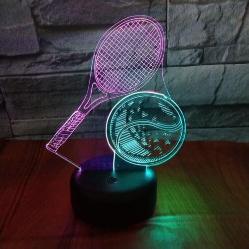 Double Color Light led 3D Tennis Night Light 7 Color Changing USB Table Lamp Tennis Fans Home Decor Sleep Luminaria Lamp Gifts