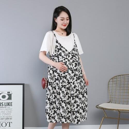 Plus size pregnant womens womens fashion fake two loose skirts mom go out party costume Womens sweet holiday clothes