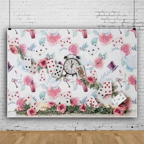 Flower Wall Clock Card Scene Photography Backdrops Newborns Baby Photo Background Props for Studio Portraits Photocall