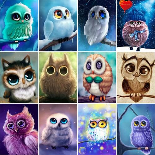 HUACAN 5D Diamond Painting Owl Cross Stitch Sale Full Drill Square Round Diamond Embroidery Animal Mosaic Handicraft Home Decor