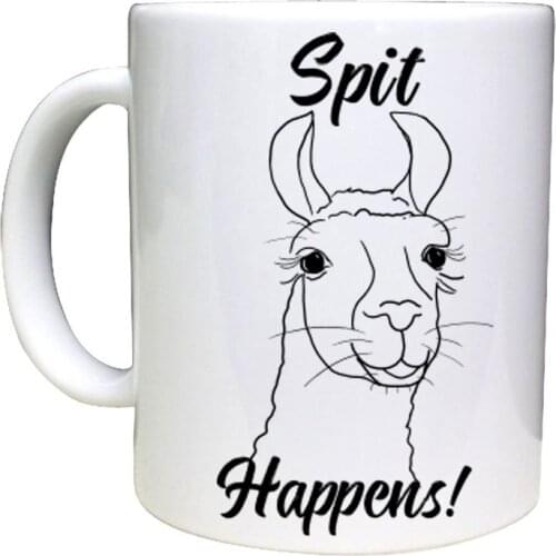 Llama "Spit Happens" Coffee Mug, Great Gift, Mom, Sister, Dad, Best Friend
