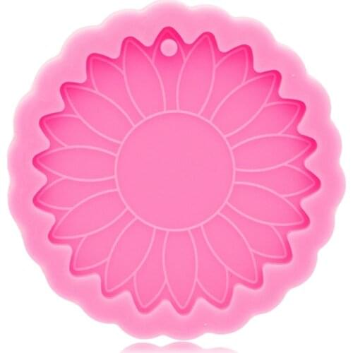 Keyring Casting Silicone Mould DIY Crafts Jewelry Pendant Making Tool Super Glossy Sun Flower Keychain Epoxy Resin Mold
