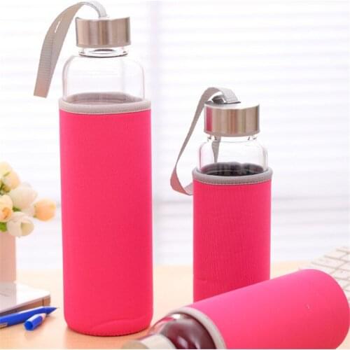 Creative Travel Drinkware Portable Heat-Resistant Glass Water Bottle Transparent Office Tea Cups with Lid Coffee Milk Mugs