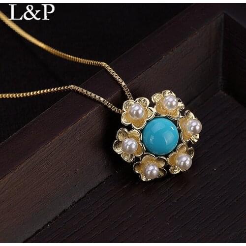 L&P 2019 New Fashion Real Silver Gemstone Pendant Necklace For Lady Original Elegance 925 Sterling-silver Luxury Fine Jewelry