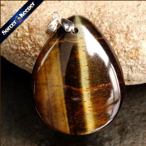 Summer Style Silver Plated Natural Blue Tiger Eye Stone Water Drop Modern Pendants Charms Jewelry for Man Wholesale ZS884