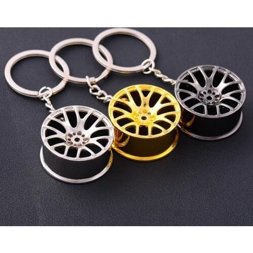 Metal Car wheel rim model key ring keyring keychain key chain sleutelhanger llaveros chaveiro wheel hub portachiavi car styling