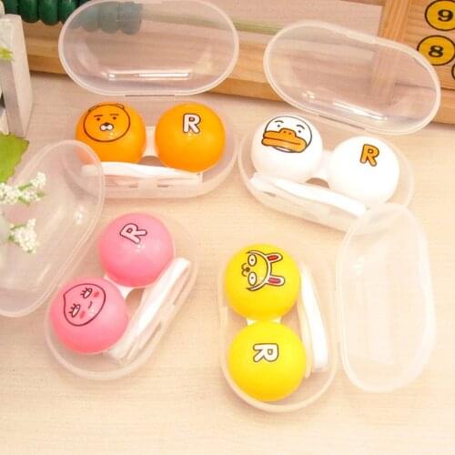 Cute Contact Lens Case Cartoon Design Rabbit Duck Bear Contact Lenses Box Travel Portable Storage Eye Care Kit Holder Container