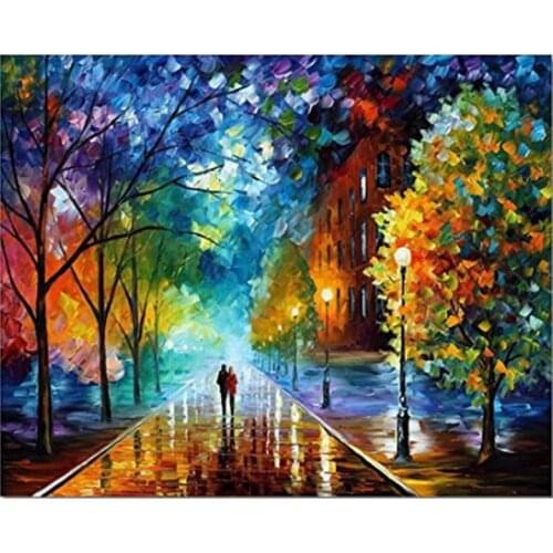 Night Street Digital Oil Painting By Numbers Canvas Wall Picture DIY Hand Paint 203C