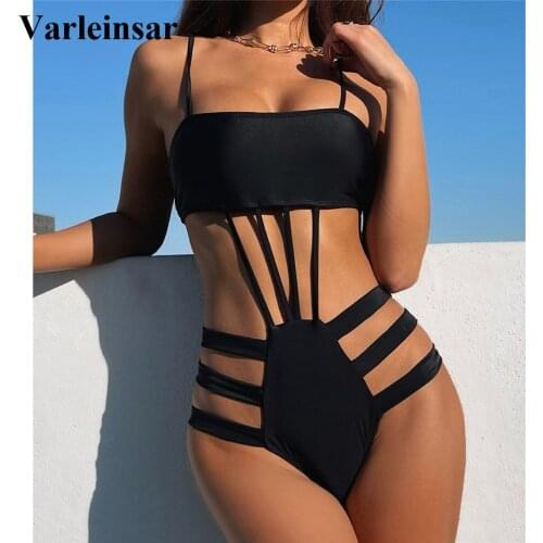 2021 New Sexy Backless Monokini Hollow Out Women Swimwear One Piece Swimsuit Female Padded Bather Bathing Suit Swim Lady V3022