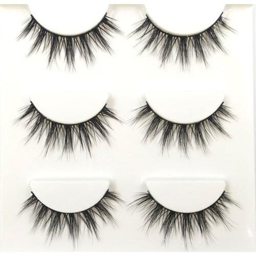 NEW Natural Tapered Black Terrier False Eyelashes Fashion Ball Smoke Makeup Fake Eyelashes Cross Messy Soft 3D Eye Lashes