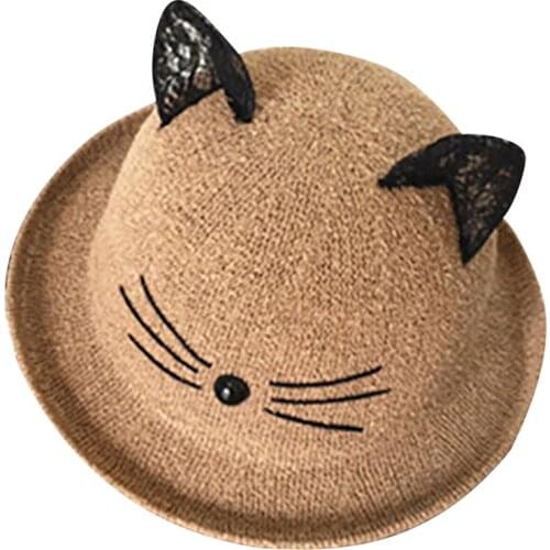 Sunhat Bucket Hat Summer Outdoor UV Protection Hats For Women Fishermans Hat Beach Sun Kawaii Cat Basin Cap шляпа женская N