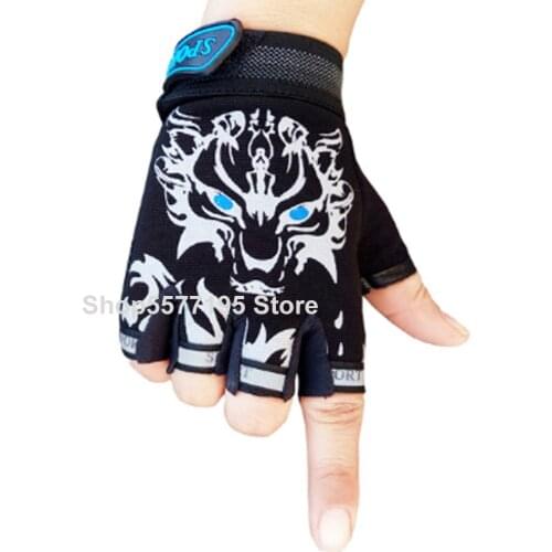 2020 Hot Sale 7-16Y Kids Adults Bike Half Finger Gloves Cycling Mesh Gloves Bicycle Sport Short Gloves 12 Colors