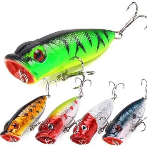 Popper Fishing Lure 70mm 13g Hard Bait Artificial Topwater Bass Trout Pike Wobbler Tackle Top Water Lure With 2 Treble Hooks