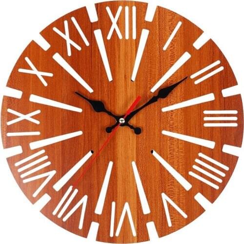 Roman digital clock, simple circular retro mill shape, modern design of wall clock, family decoration, wooden wall Pendant