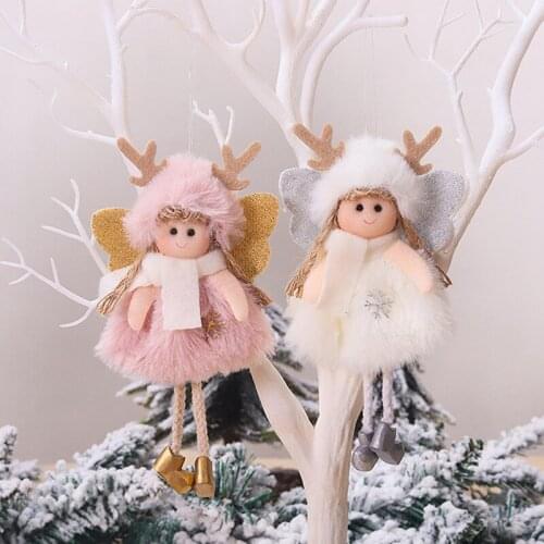 Christmas Decorations Crafts Plush Angel Girl Doll Pendant Christmas Tree Hanging Ornaments New Year 2021 Xmas Gift Toy