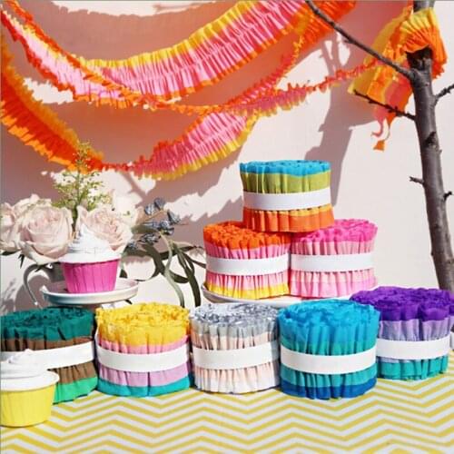 Christmas Decoration DIY Party Supplies Macaron Crepe Paper Roll Garland Ribbons New Year Wedding Party Wall Hot Sale