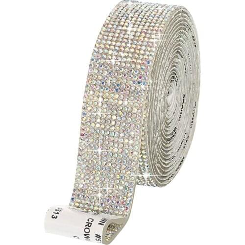 Self Adhesive Crystal Rhinestone Diamond Ribbon Diy Decoration Sticker Rhinestones For Arts Crafts, Diy Event Car Phone Decor