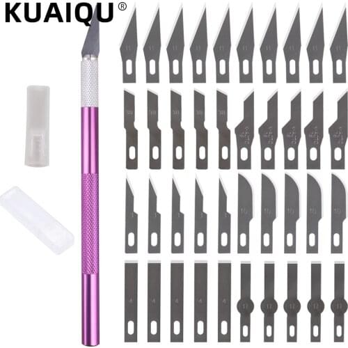 KUAIQU Non-slip Metal Scalpel Set Tool Carving DIY Craft Knife + 40 blade Mobile Phone Notebook Film Model Tools Paper Cutter